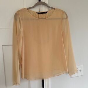 Zara Cream Sheer Long-Sleeve Blouse